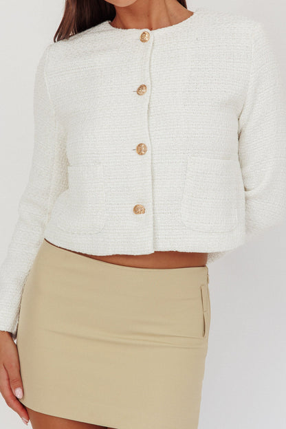 Giacca corta Beverly Hills in tweed bianco