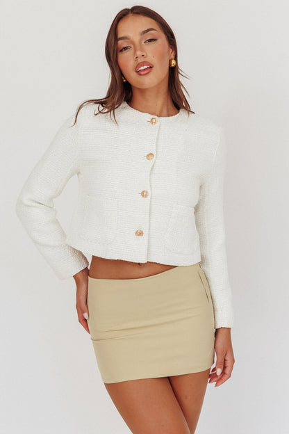 Giacca corta Beverly Hills in tweed bianco