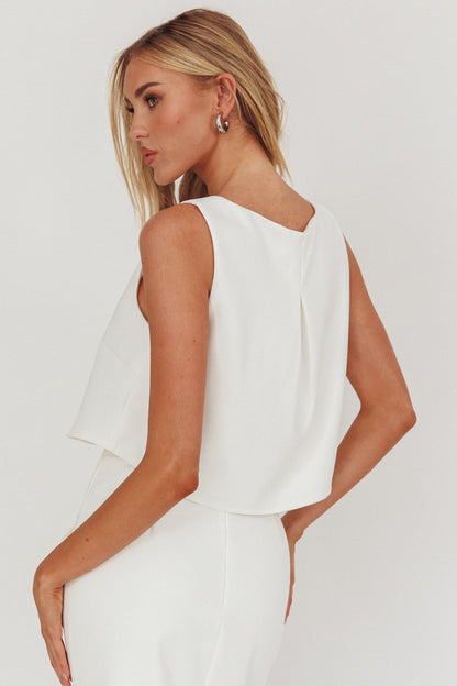 Bondi Sunset Front Button Top Bianco