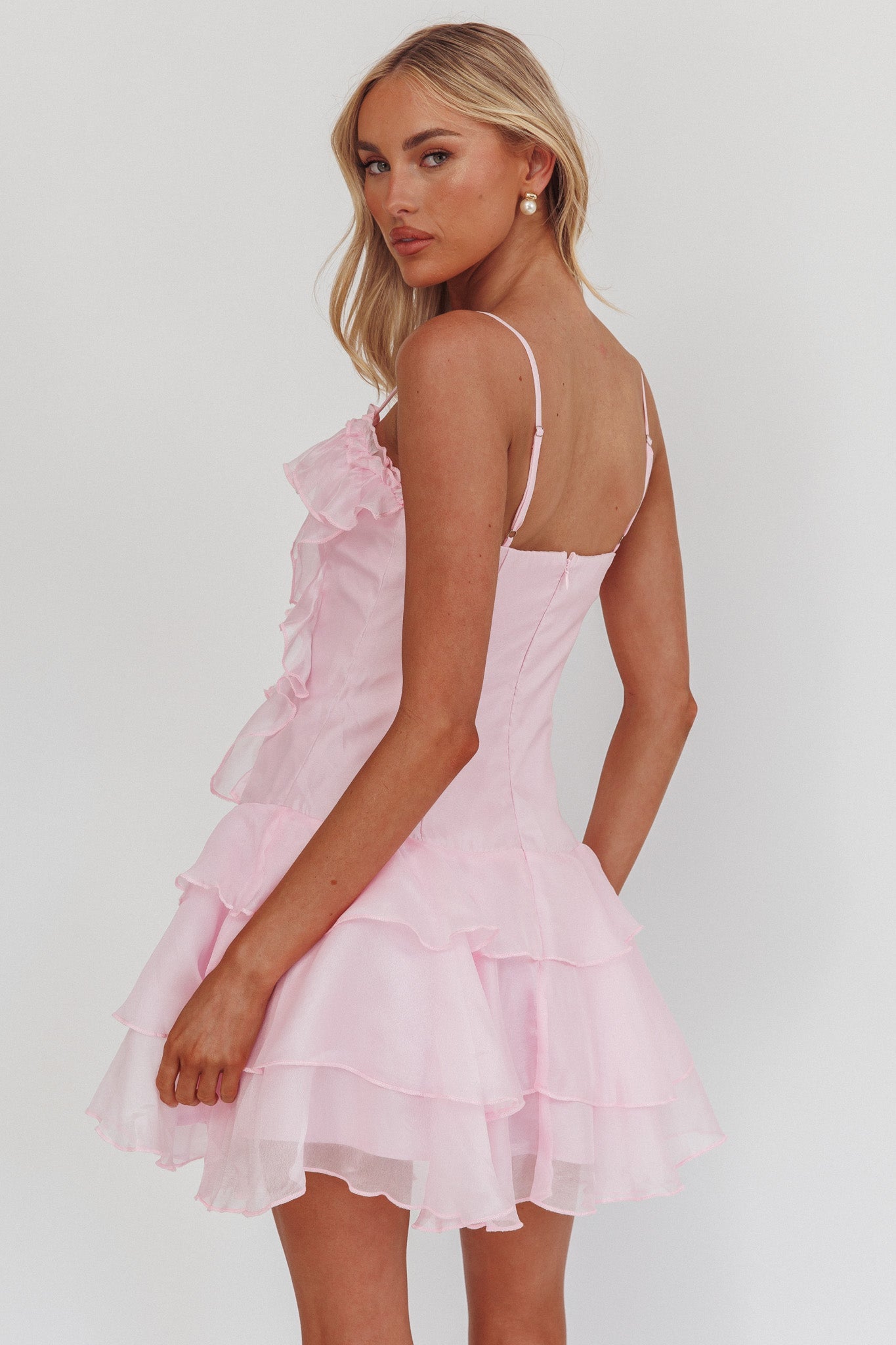 Sweetest Things - Mini abito rosa con rosette e volant