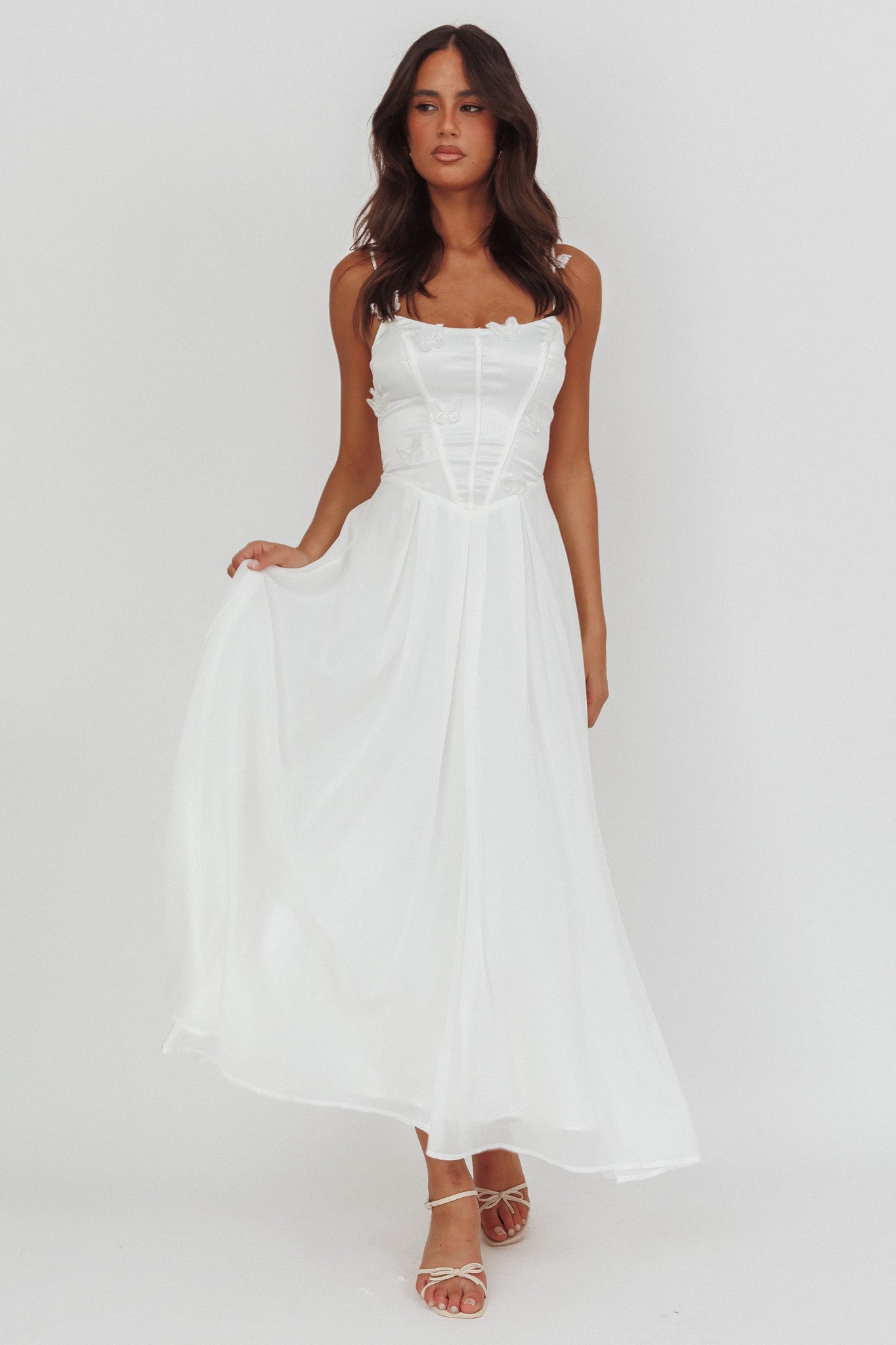 Abito Lora Cami Strap Butterfly bianco