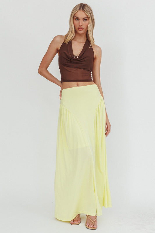 Gonna lunga con pannello arricciato Daysun color burro