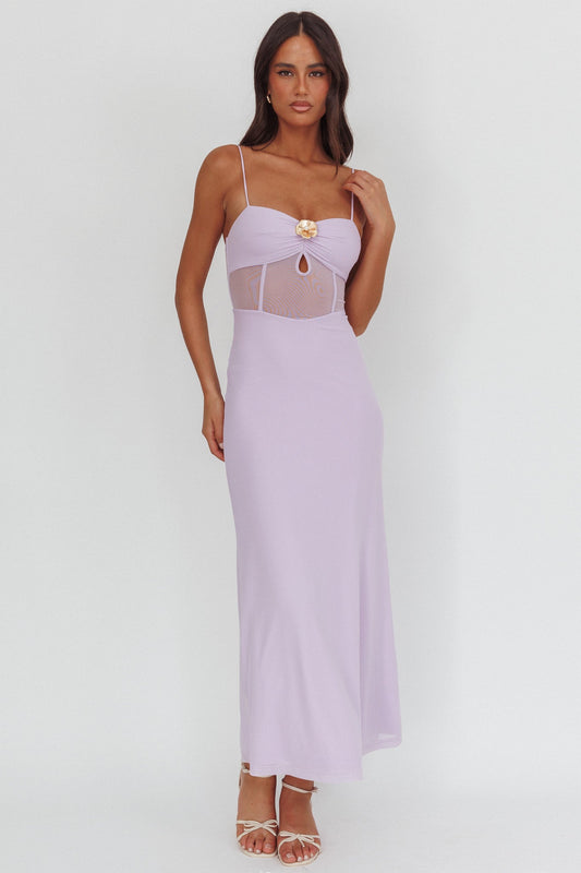 Such A Libra Sheer Bodice Maxi Dress Lilla