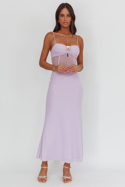 Such A Libra Sheer Bodice Maxi Dress Lilla