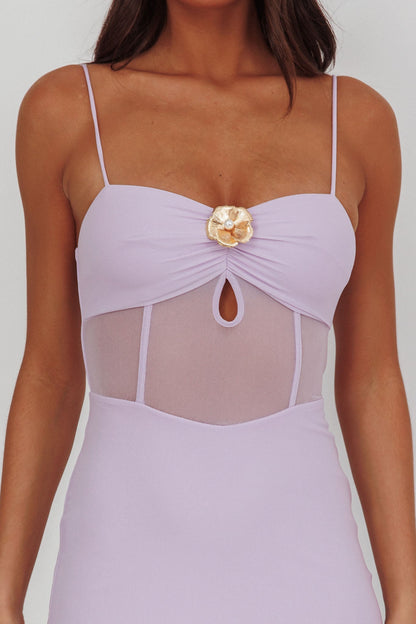 Such A Libra Sheer Bodice Maxi Dress Lilla