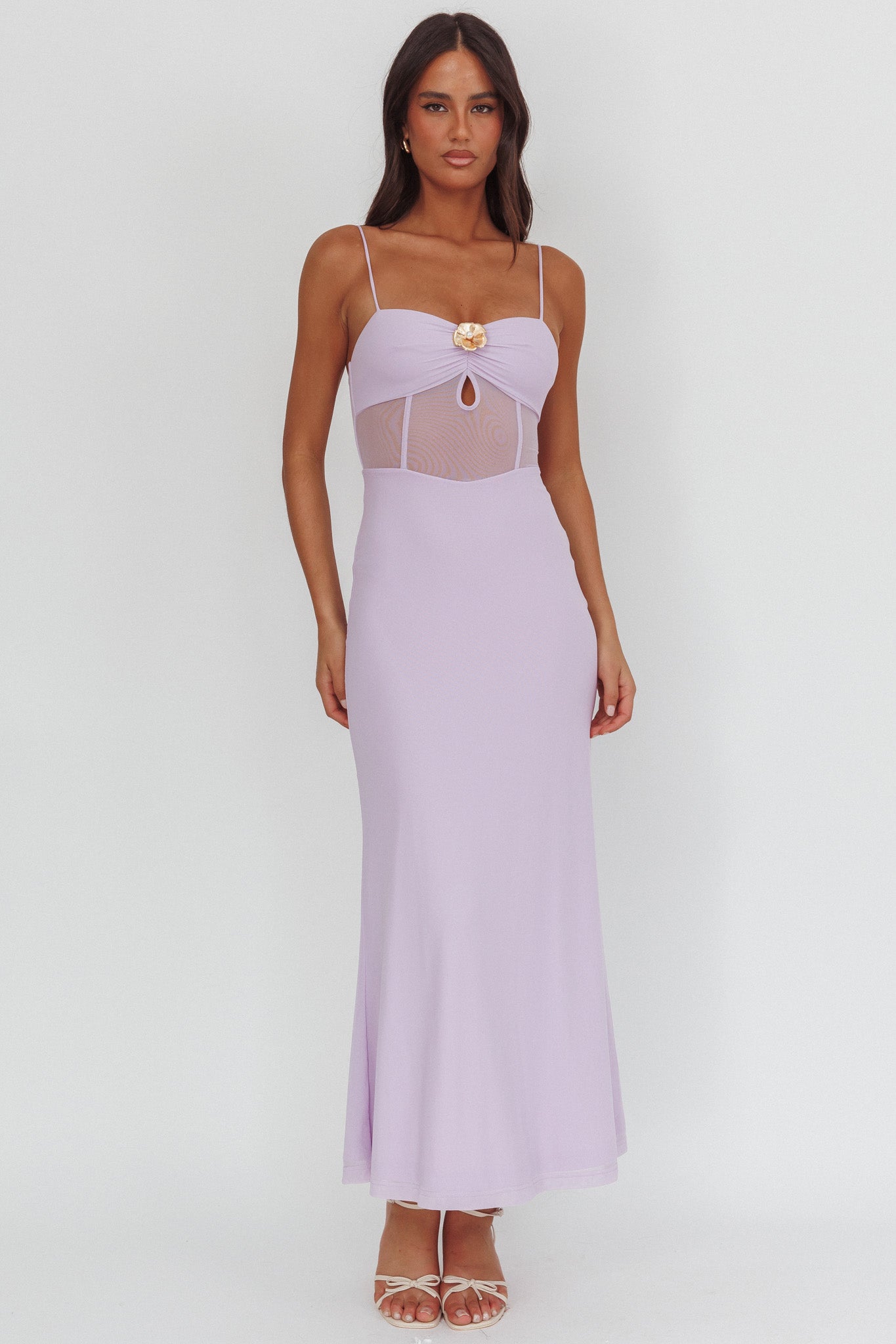 Such A Libra Sheer Bodice Maxi Dress Lilla