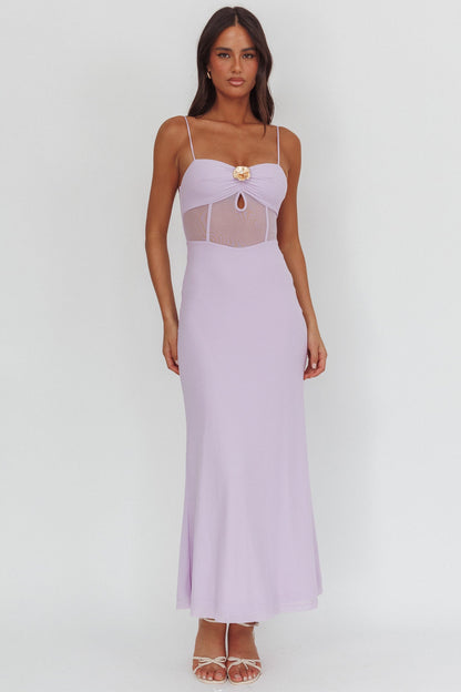 Such A Libra Sheer Bodice Maxi Dress Lilla