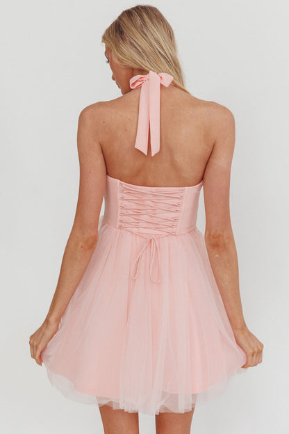 Princessa Mini abito rosa con scollo a cuore e scollo all'americana