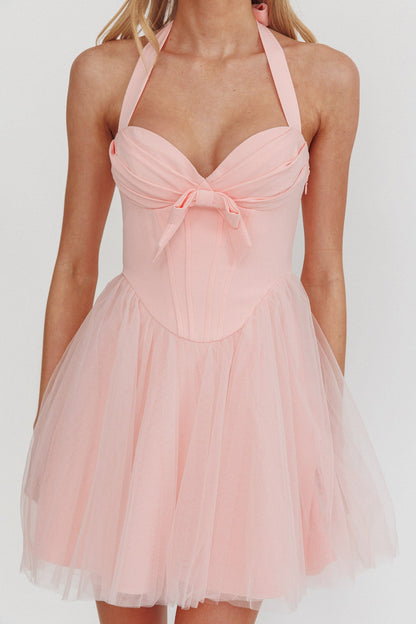 Princessa Mini abito rosa con scollo a cuore e scollo all'americana