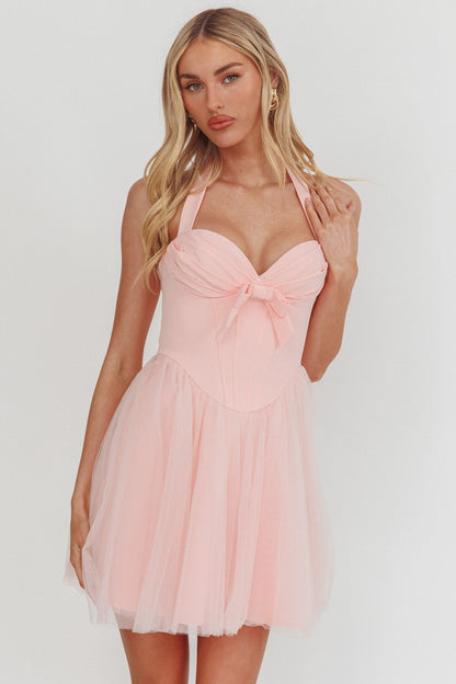Princessa Mini abito rosa con scollo a cuore e scollo all'americana