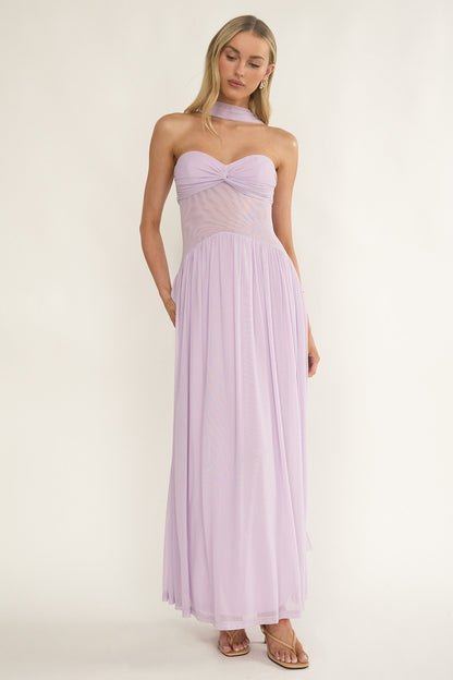 Abito lungo Annita Sheer Waist Lilla