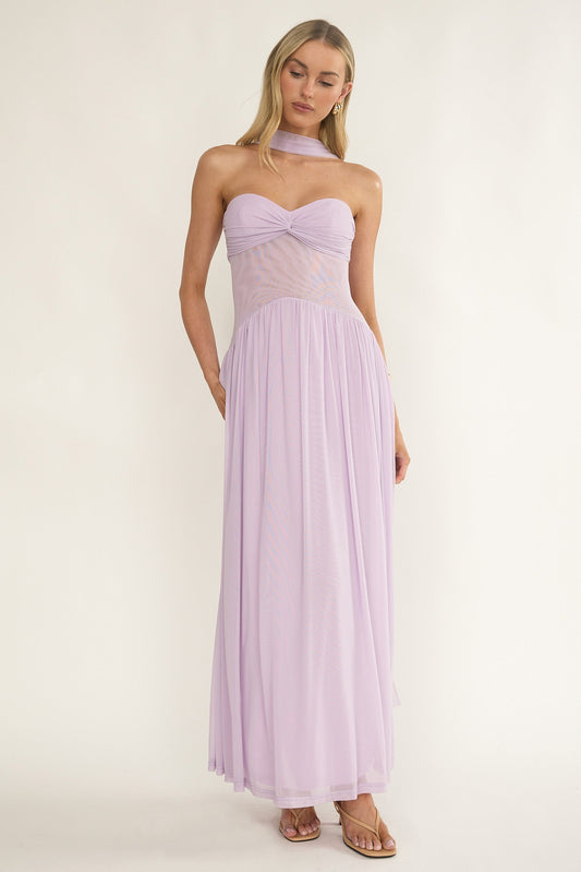 Abito lungo Annita Sheer Waist Lilla