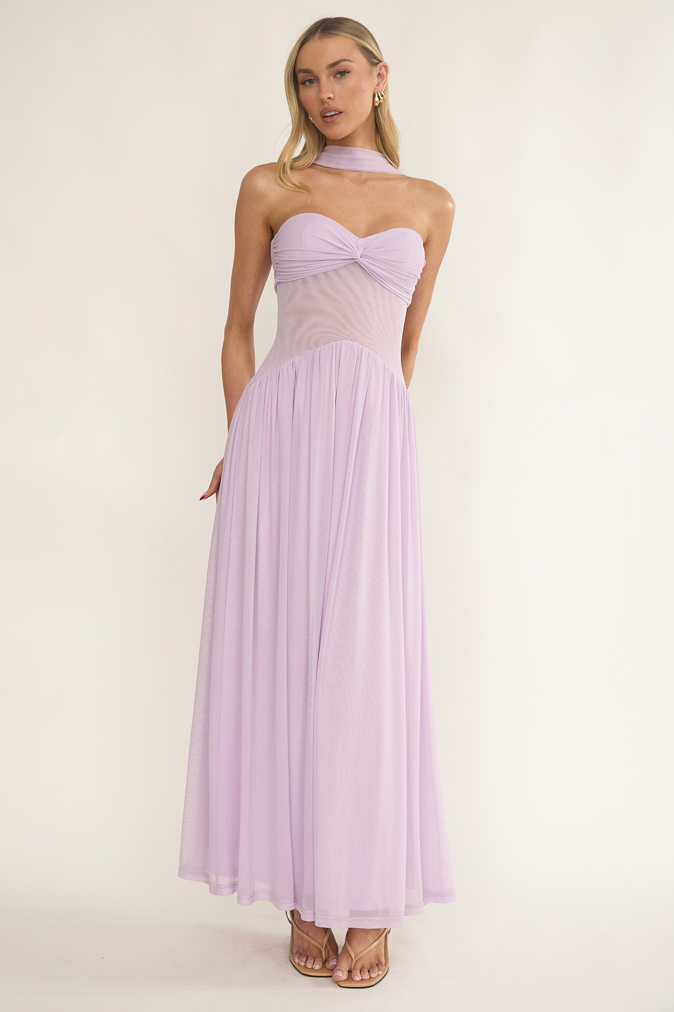Abito lungo Annita Sheer Waist Lilla