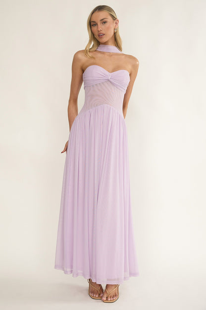 Abito lungo Annita Sheer Waist Lilla