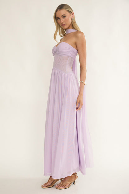 Abito lungo Annita Sheer Waist Lilla