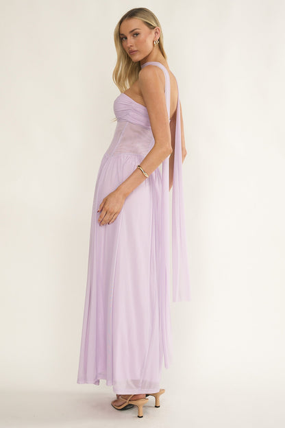 Abito lungo Annita Sheer Waist Lilla