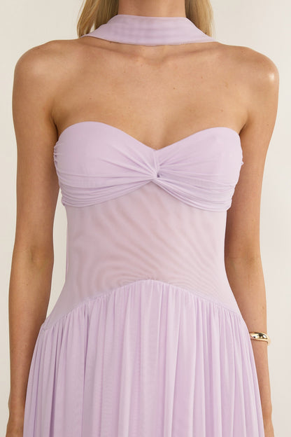 Abito lungo Annita Sheer Waist Lilla