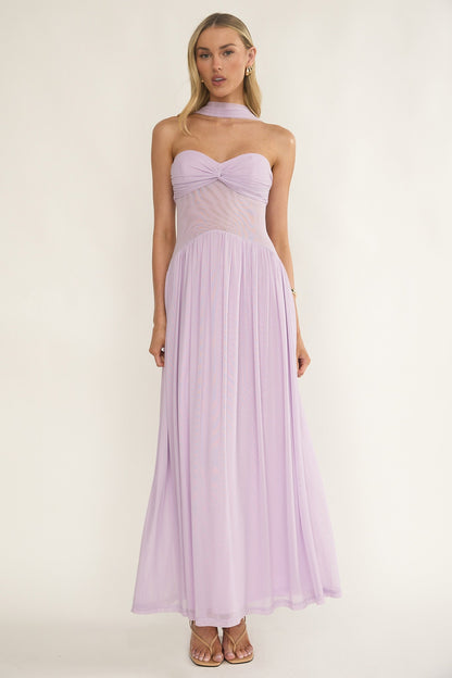 Abito lungo Annita Sheer Waist Lilla