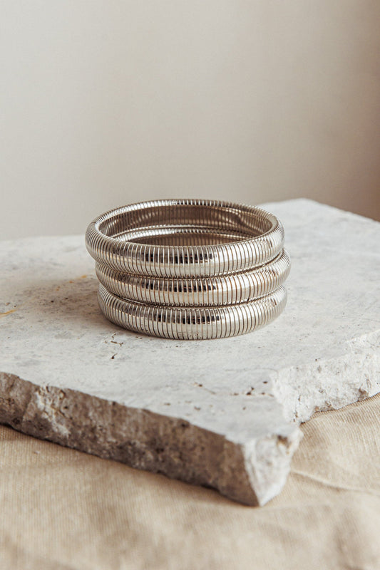 Set di bracciali elastici Oliver in argento scuro