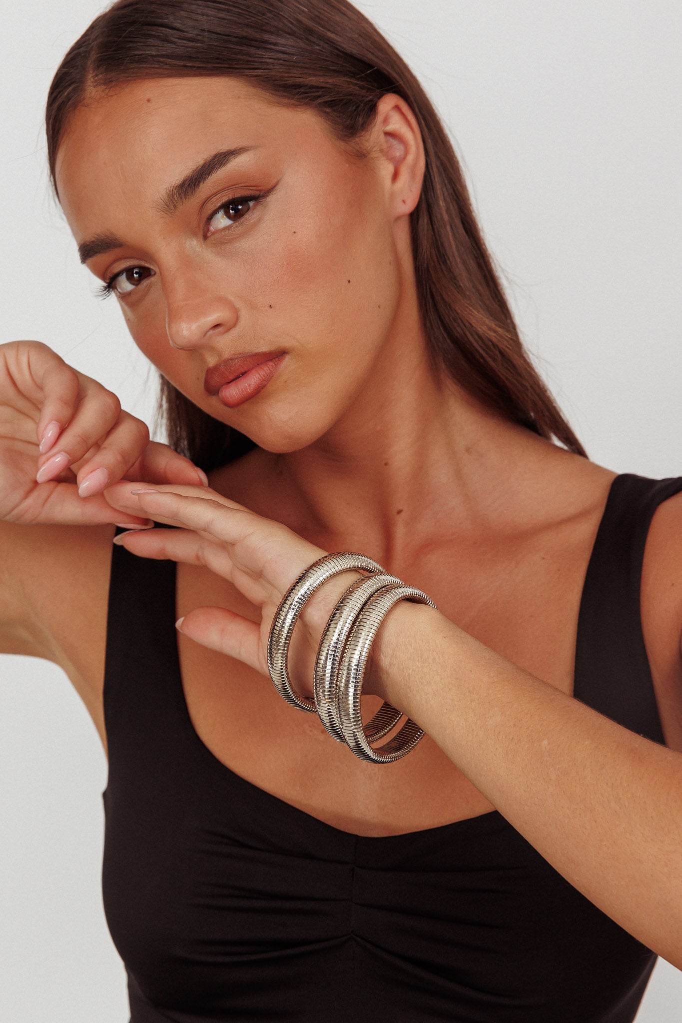 Set di bracciali elastici Oliver in argento scuro