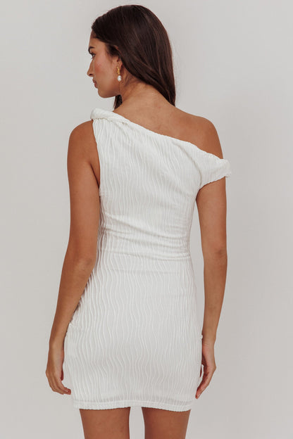 Mini abito monospalla Lingering Love bianco
