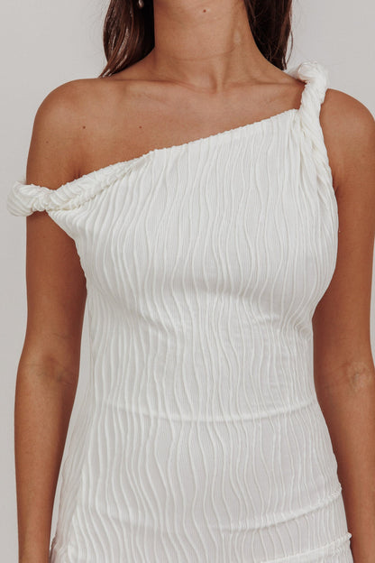 Mini abito monospalla Lingering Love bianco