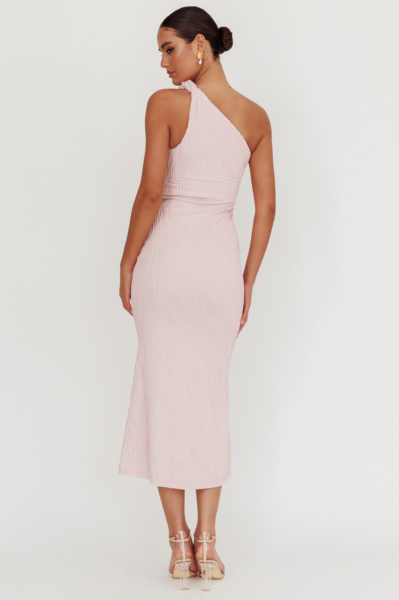 Abito midi monospalla intrecciato Lingering Love Blush