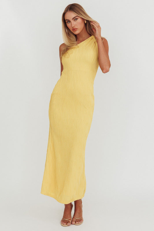 Abito midi monospalla intrecciato Lingering Love Limone