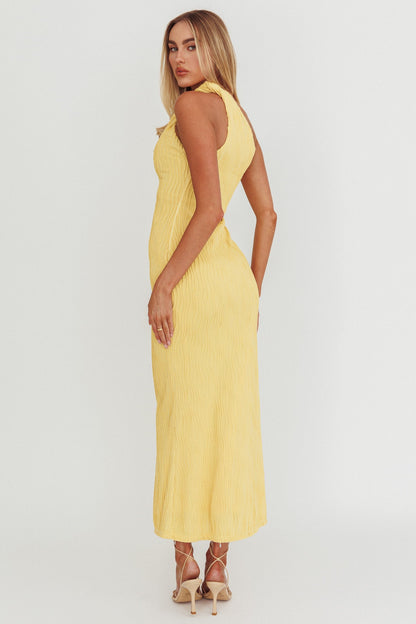 Abito midi monospalla intrecciato Lingering Love Limone