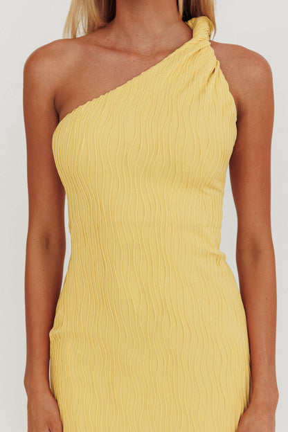 Abito midi monospalla intrecciato Lingering Love Limone