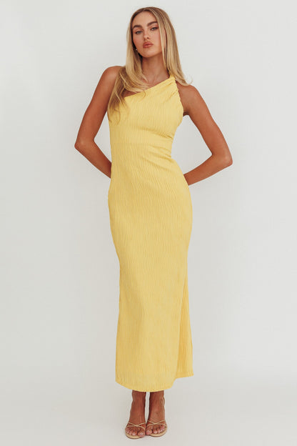 Abito midi monospalla intrecciato Lingering Love Limone