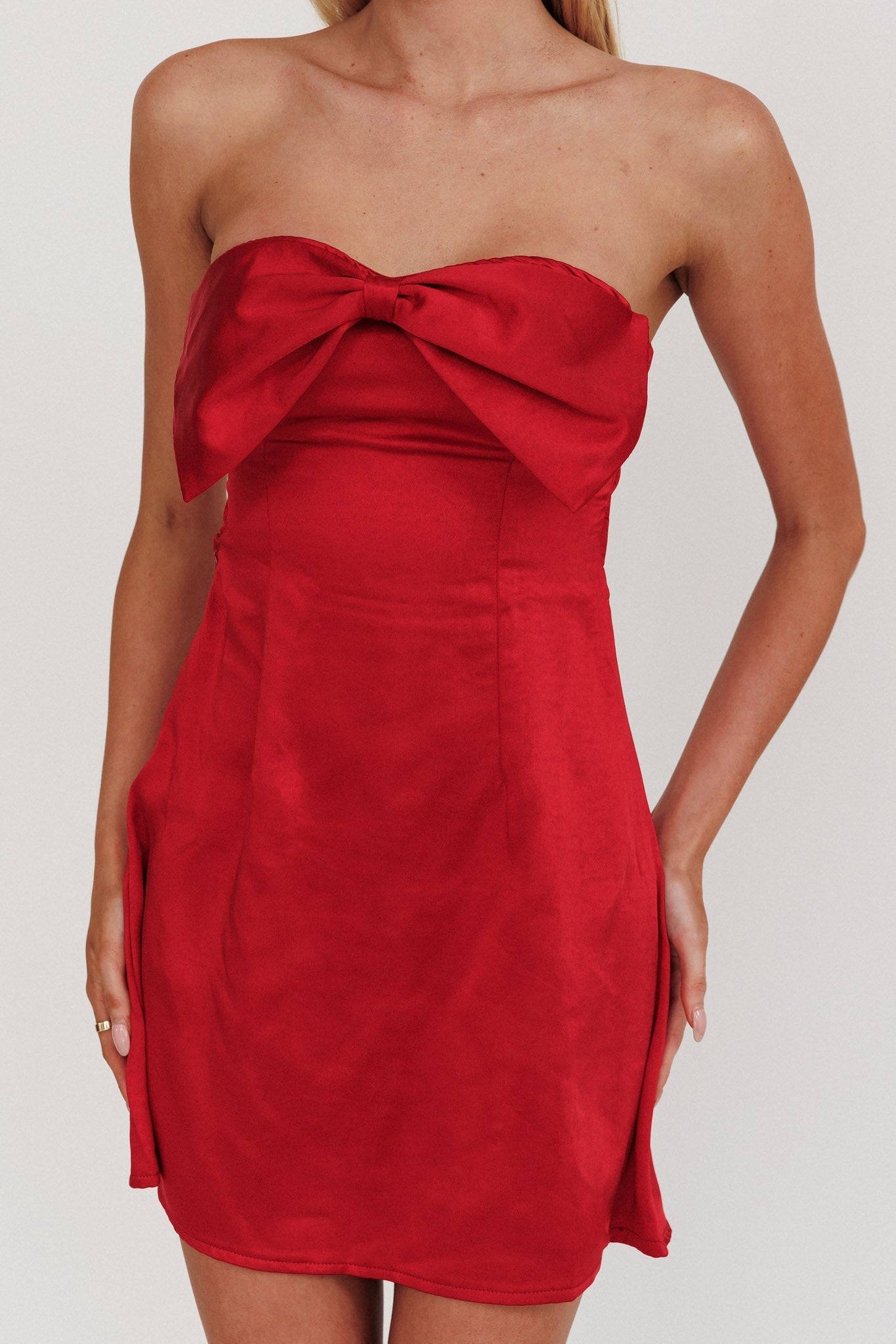 Mini abito rosso con fiocco Sandi