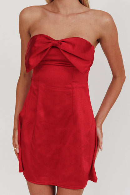Mini abito rosso con fiocco Sandi