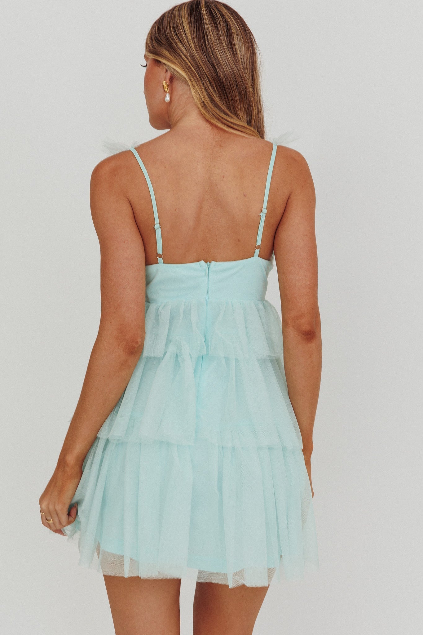 Mini abito in tulle a strati Sorbet Sky color menta