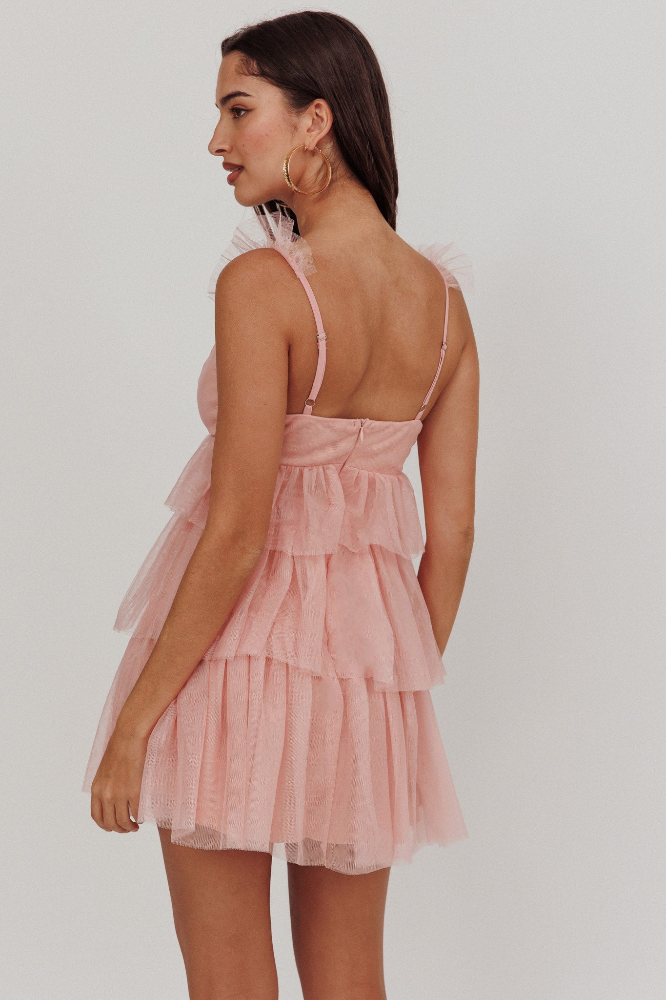 Mini abito in tulle a strati Sorbet Sky rosa