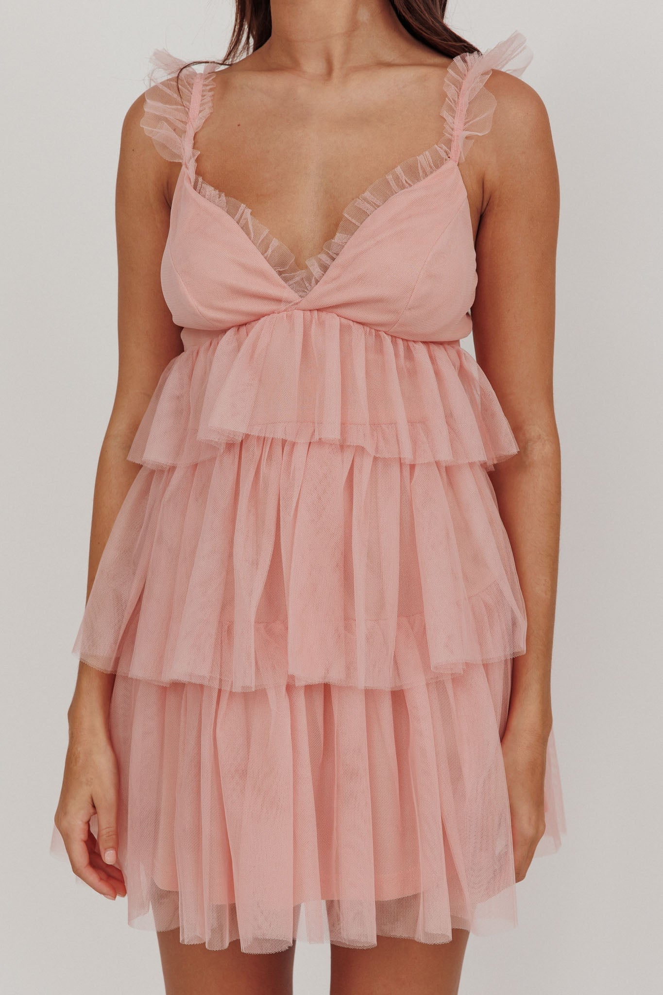 Mini abito in tulle a strati Sorbet Sky rosa