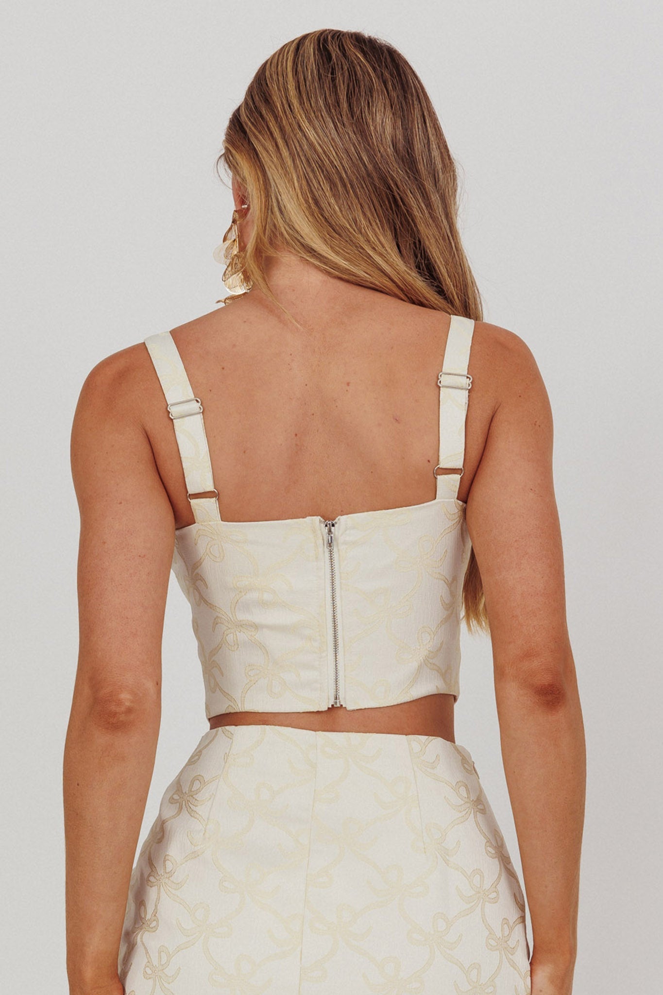 Corsetto Jacquard High Street con fiocco color burro