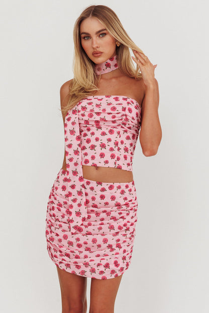Minigonna arricciata Charise Roses Pink