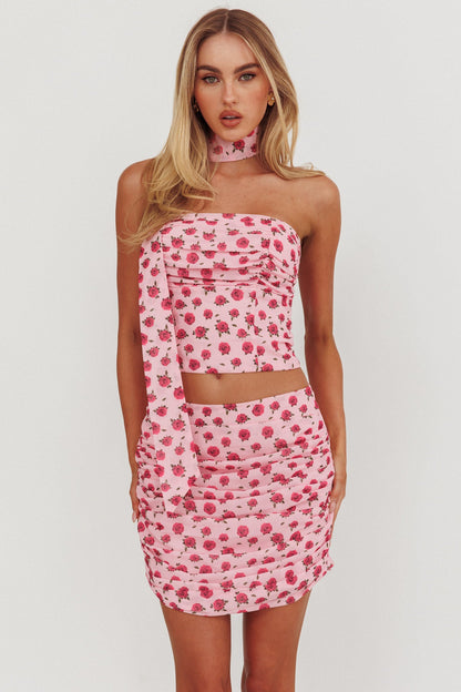 Minigonna arricciata Charise Roses Pink