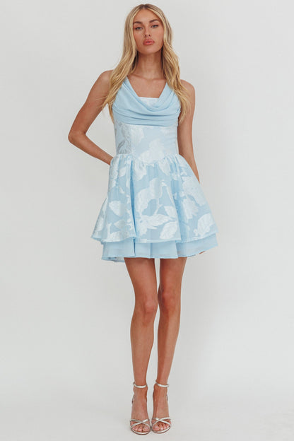 Lusting Mini Dress con lacci sulla schiena blu ghiaccio