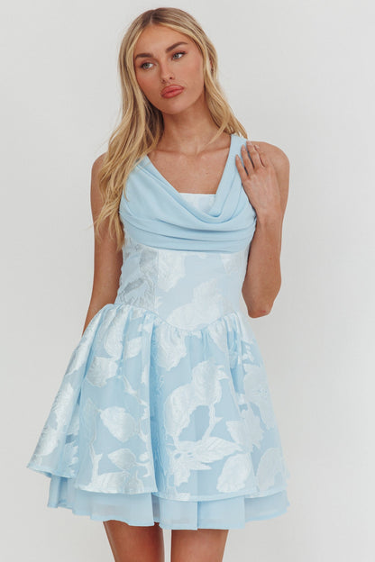 Lusting Mini Dress con lacci sulla schiena blu ghiaccio