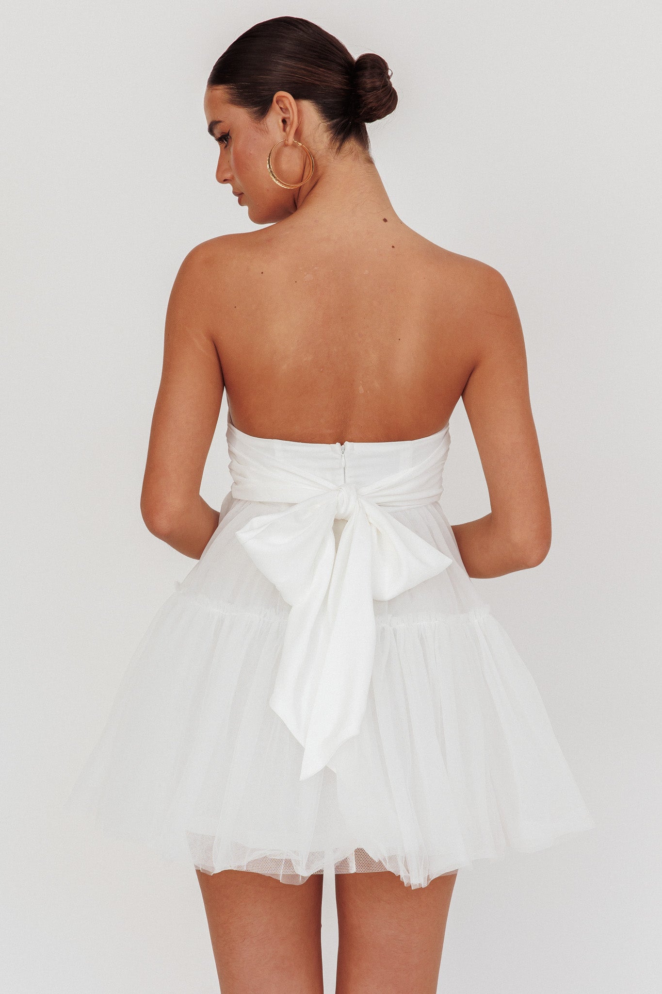 Mini abito in tulle senza spalline Dreamscape bianco