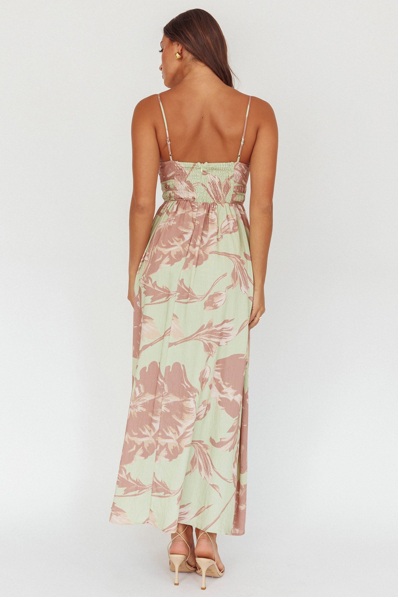 Abito lungo con vita arricciata Sunny Afternoon Floral Sage