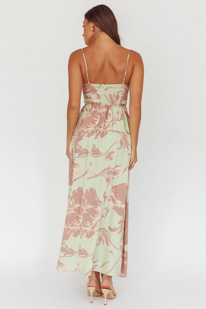 Abito lungo con vita arricciata Sunny Afternoon Floral Sage
