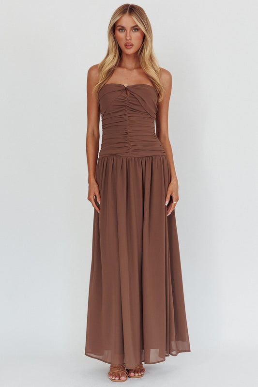 Abito lungo senza spalline High Streets Mocha