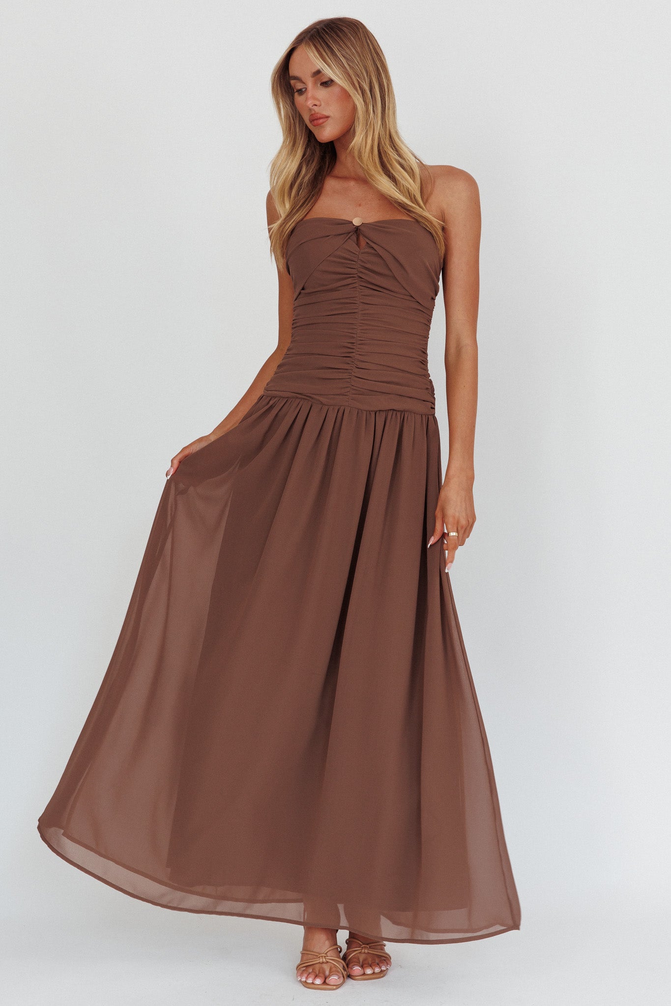 Abito lungo senza spalline High Streets Mocha