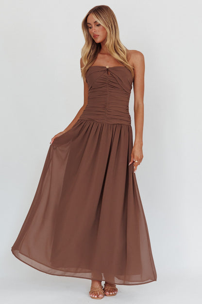 Abito lungo senza spalline High Streets Mocha