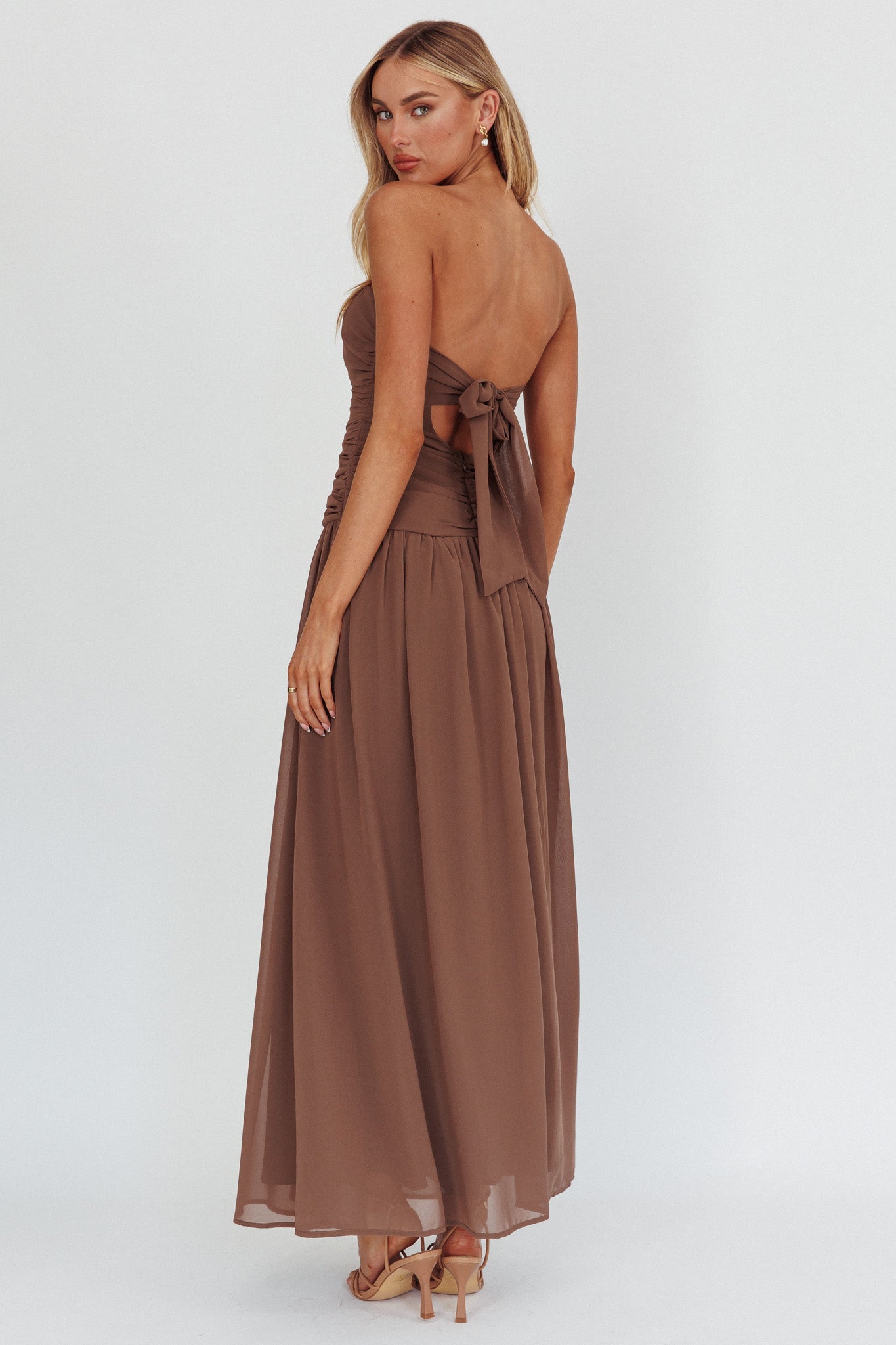 Abito lungo senza spalline High Streets Mocha