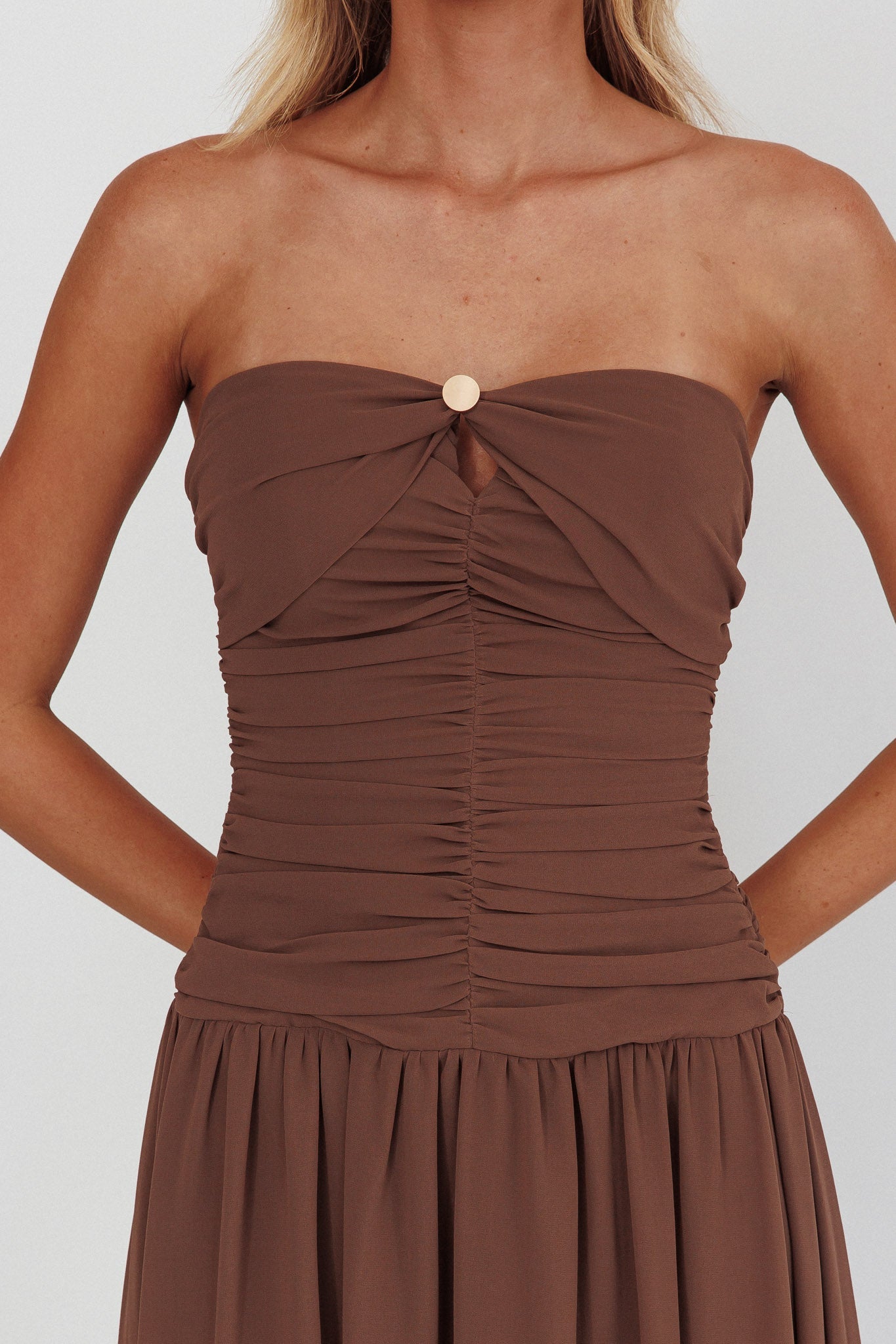Abito lungo senza spalline High Streets Mocha