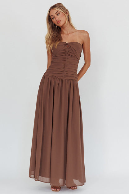 Abito lungo senza spalline High Streets Mocha
